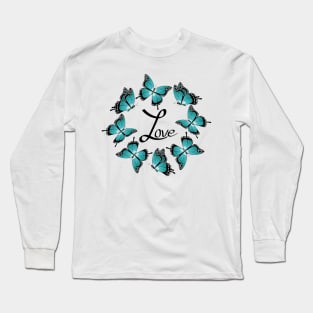 Love - Blue Butterflies Long Sleeve T-Shirt